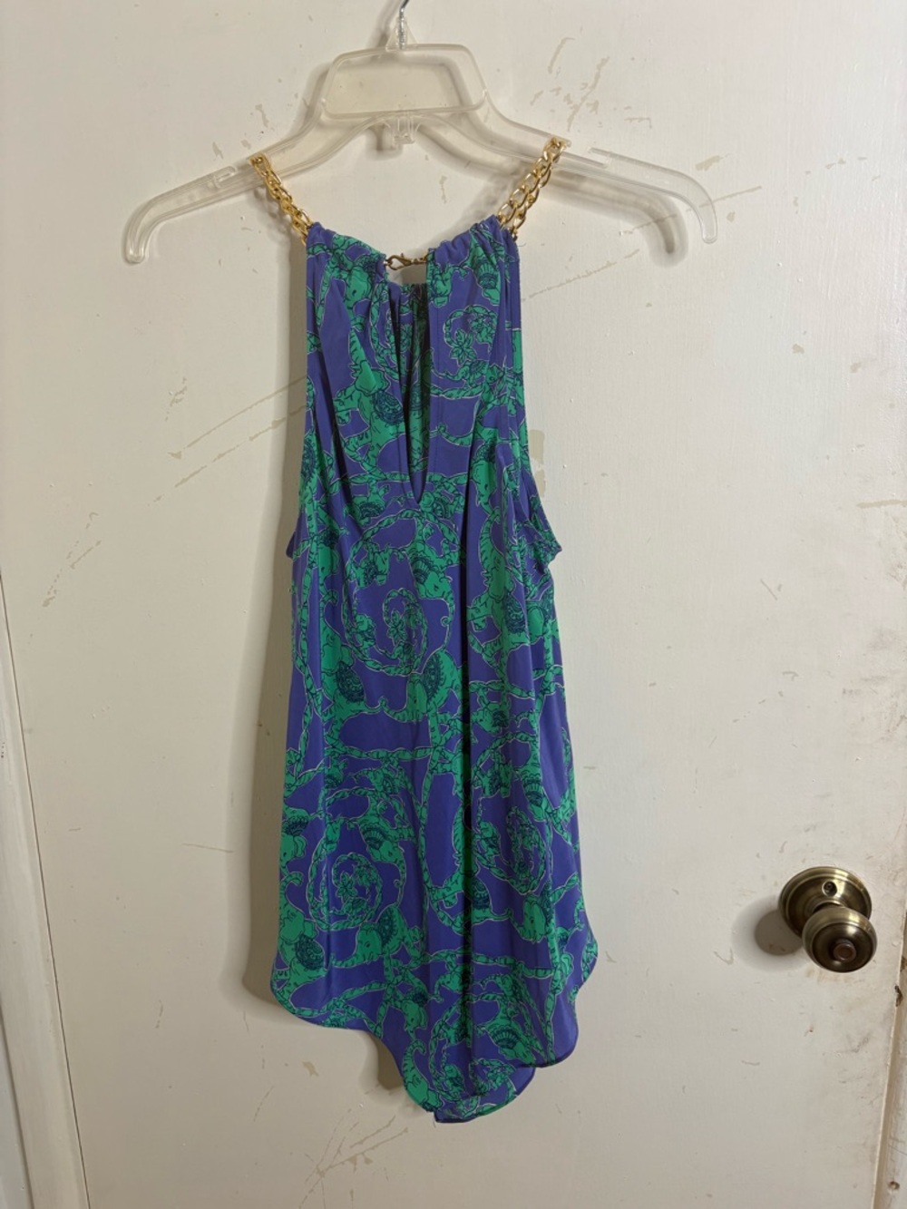 Lilly Pulitzer Silk Elephant Print Chain Strap Top - Picture 8 of 14